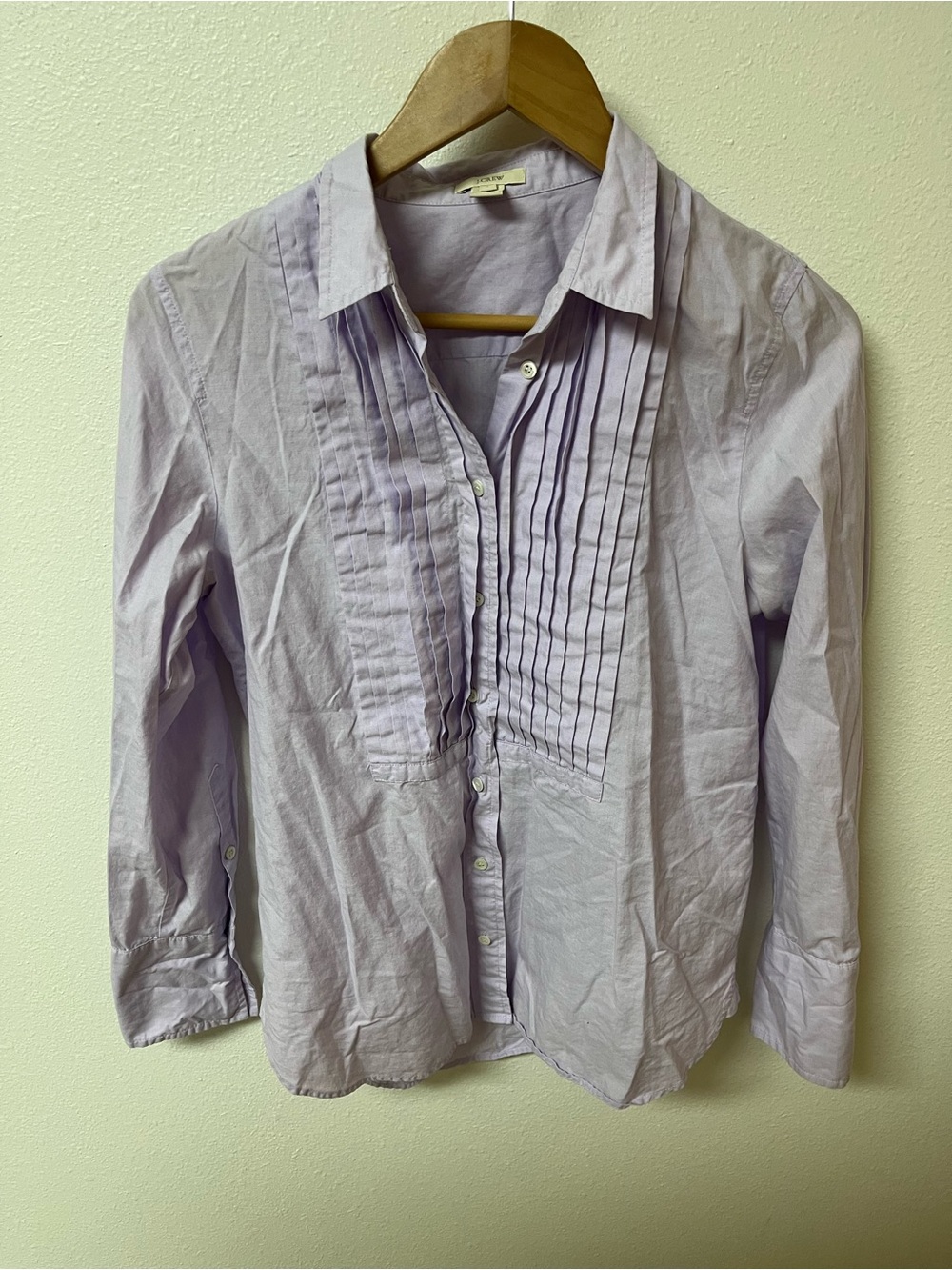 J. Crew Lavender Pleated Front Button-Down Shirt women’s size 4